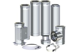 H&M GERMANY Edelstahl-Schornstein Ø 150mm Bausatz 5,2m Kamin doppelwandig 25mm Isolierung 0,5mm Wandstärke wirksame Länge ab T-Stück 4m V4A L99 Aussenwand oder Innen möglich