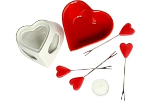 Monsterzeug Schokoladenfondue in Herzform, Süßes Fondue Set, Set mit Fondue und 4 Gabeln, Fondue Schokolade