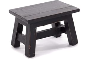 DESIGN DELIGHTS - Sgabello rustico Monte, 21 x 30 x 20 cm (altezza x larghezza x profondità), in legno di mogano riciclato, colore: 09, nero vudù