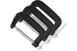 HOZZWHOO 3 PCS C-Clamps, 4 Inch C-Clamp Set, Heavy Duty Steel C Clamp Industrial Strength C Clamps for Woodworking, Welding, and Building