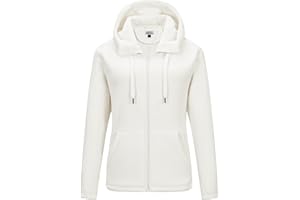 Outdoor Ventures Damen Fleecejacke mit Durchgehendem Reißverschluss Hoodie Frauen Fleece Sweatjacke Warm Kapuzenjacke Outdoor Damenjacke mit 6 Taschen für Wandern und Freizeit
