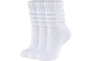 CLOSEMATE 3 Paires Chaussettes Femme 35-38 39-42 Mi-mollet en Coton Souples Chaudes pour Baskets Bottes en Blanc Noir Gris