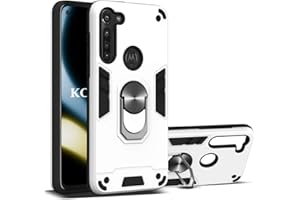 KOUYI Funda Motorola Moto G8 Power, Armor Carcasa con 360 Anillo iman Soporte Hard PC y Silicona TPU Bumper antigolpes Fundas Desmontable 2 en 1 Carcasas Case (Blanco)
