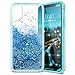 Produktbild VemMore iPhone X / iPhone 10 Hülle Handyhülle Schutzhülle Glitzer Bling Flüssig Liquid Transparent Clear Case [Soft Silikon TPU + PC] Ultra Dünn Slim Bumper Protective Kratzfeste Etui Cover Tasche - Hellblau