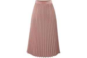 GENERISCH Rock Damen Sommer Faltenrock Damen Lang Plisseerock Elegant Elastisch Chiffon Rock Midi Sommerrock High Waist Strandrock