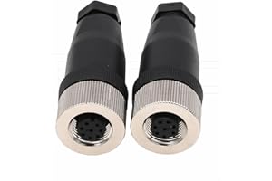 EONVIC Connettore femmina M12 a 8 pin, 12 mm, codice A, IP67, 30 V, 2 A, AC/DC, connettore circolare industriale, sensore cablabile non shiled, 2 pezzi