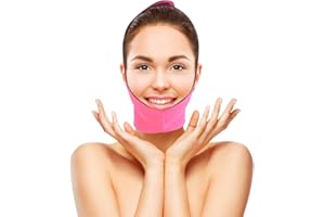 TMISHION Visage Amincissant Le Visage, Réduire Le Double Menton Costume De Sangle Pour Femme Et Homme(Rose Rouge)