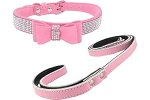 Newtensina Collar de Perro de Moda y Correas con Pajarita Linda Bling Niña Pajarita Collar de Gatito para Perros pequeños
