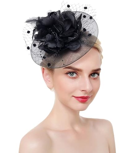 Copricapo da donna, fascinators, da donna, con motivo floreale, per tè, feste, cocktail, matrimonio, chiesa, fascia invernale sottile (rosa, taglia unica