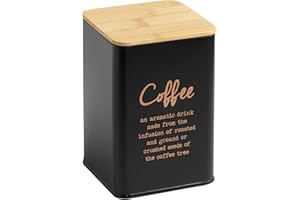 MOPITA SMART LIVING LOFT de Q.B. by Pot à café café carré en acier galvanisé avec couvercle en bambou et joint de fraîcheur, couleur noire