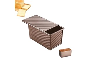 AARCYYE Moule a Pain de Mie, 450G Moule à Pain avec Porte Coulissante, Moule à Pain Antiadhésif, Moules de Cuisson, Boîte à Toast Plate, Convient pour la Cuisine et les Pâtisseries, Or