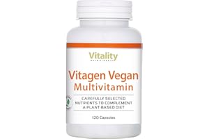 VITAMIN EXPRESS Vitamines Vegan Multivitamines, Complexe de 13 vitamines et 10 minéraux Hautement dosés (120 gélules) Préparation multivitaminée Vitality Nutritional by VitaminExpress