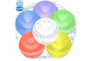 Kavjizy Reusable Silicone Water Balloons, 6Pcs Quick Refillable, Self Sealing Magnetic Water Balls for Summer Outdoor Activities