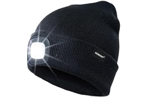 Oumeiou New Warm Bright LED Lighted Beanie Cap Unisex Rechargeable Headlamp Hat Multi-Color