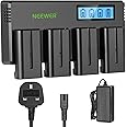 NEEWER 4 Packs 7.4V 2600mAh NP-F550 Replacement Batteries with 4 Channel Battery Charger & Power Adapter, Compatible with NP-F550/750/770/970 FM500H QM71D QM91D, Field Monitor, Video Light