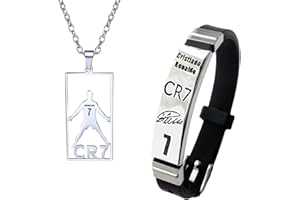 Aatpuss 2 Stück Fußball Halsketten Armband Set, Cr7 Kette Set Mit Halskette Und Armband, Fußball-Trikot-Halskette, Nr.7 Fußball Halskete Armbad Geschenke für Fußbllfans