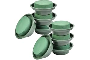Jicyor Lot de 8 pièces de mousse florale ronde verte avec bol, kit d'arrangement floral à faire soi-même, mousse florale pour travaux manuels, décoration de mariage et décoration de fleuriste