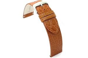 diloy Cinturino in pelle per orologio classico – Pelle bovina con stampa coccodrillo a scaglie tonde – Piatto, stile classico, fibbia in acciaio – Misure 12mm 14mm 16mm 18mm 20mm 22mm P209