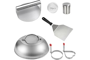 HpCuales Smash Burger Press Kit,8.7"Cheese Melting Dome,Grill Spatula,5.5" Burger Smasher,Spice Shaker,Hamburger Press Tool for Flat Top Grill,Griddle Accessories for Outdoor BBQ Cooking,Grilling