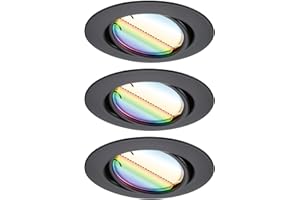 ‎PAULMANN Paulmann 92468 LED Einbauleuchte Base Smart Home Zigbee Basisset schwenkbar rund 230V 3x4,9W 3x420lm dimmbar 90mm Schwarz matt Metall RGBW+