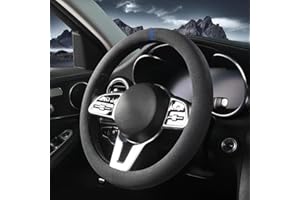 Carodi Lenkradbezug, Universal 15 Zoll, neuestes Mikrofaser-Leder, atmungsaktives Technologiegewebe, rutschfest, bequem, warm im Winter und kühl im Sommer, grün (Schwarz + Blau)