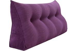VERCART Rückenkissen Keilkissen Rückenlehne Kissen für Bett Sofa Kopfteil Gepolstert Bettkissen Wandkissen Sofakissen Groß Rueckenkissen Couchkissen Dekokissen Kordsamt Lila 120cm