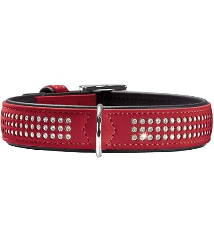 Karlie Vintage Halsband Mit Strass – Rot, 24 Cm, Weiches Nappaleder Für Hunde