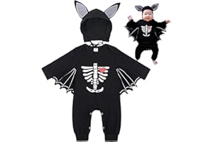 SPERMUOY Disfraz Murciélago Bebé, Traje Halloween Esqueleto 0-18 Meses