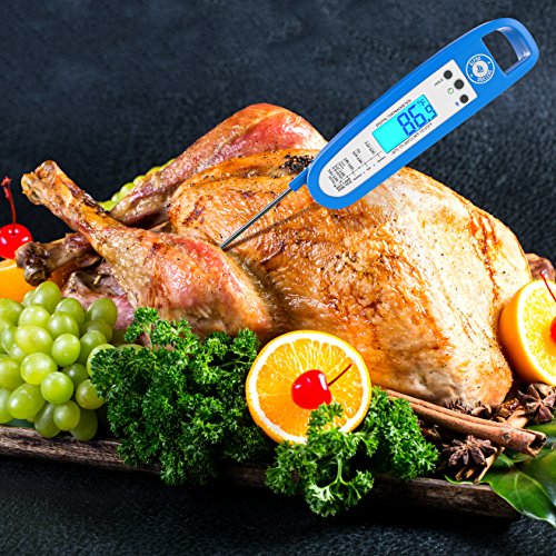 DIGITALES EINSTICHTHERMOMETER / GRILLTHERMOMETER / THERMOMETER für die Küche mit Hintergrundbeleuchtung: sehr schnell und präzis, perfekt zum kochen, backen – Gratis Temperaturtabelle für das Fleisch - 4