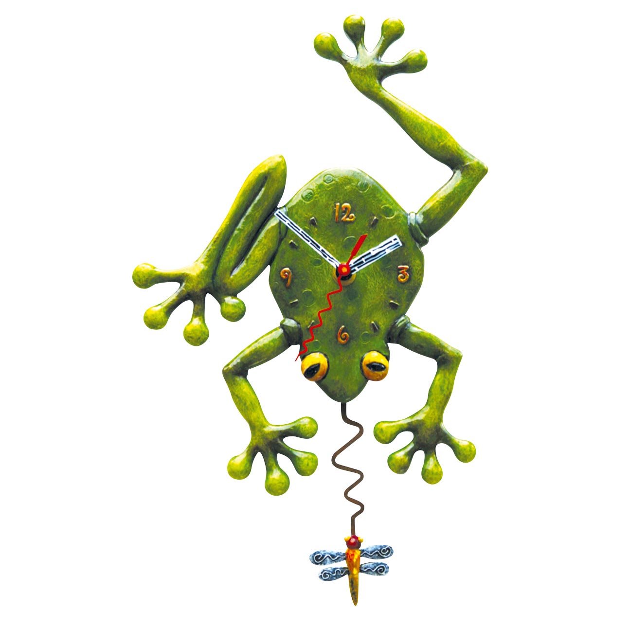 Enesco-C106-Allen-Designs-Wanduhr-mit-Pendel-Frog-Fly
