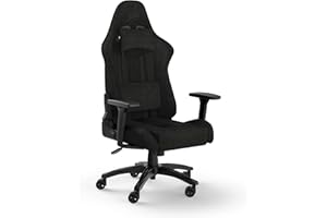 Corsair TC100 Relaxed Fotel do gier - tkanina - design inspirowany sportami motorowymi - poduszka lędźwiowa - odpinana poduszka na kartkę z pianki memory - czarny