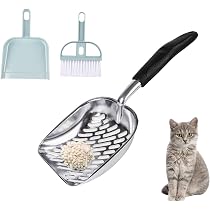 Katzenstreu-Schaufel Set Aus Metall | Mit Besen & Kehrschaufel