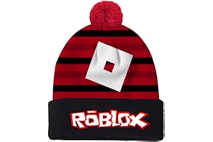 PADIEOE Roblox Beanies Hat Embroidery Knitted Hat for Children Roblox Hat with Pom Pom Soft Winter Daily Fisherman Beanie Knitted Cap Gifts for Kid Boys Girls