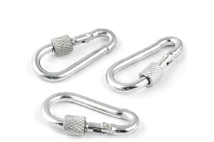 5 Stück Karabinerhaken mit Sicherung 5mm karabiner haken | Stahl C15, galvanisch verzinkt DIN 5299 C | Seilzubehör Zubehör Seil Drahtseil Zubehörteile | DQ-PP