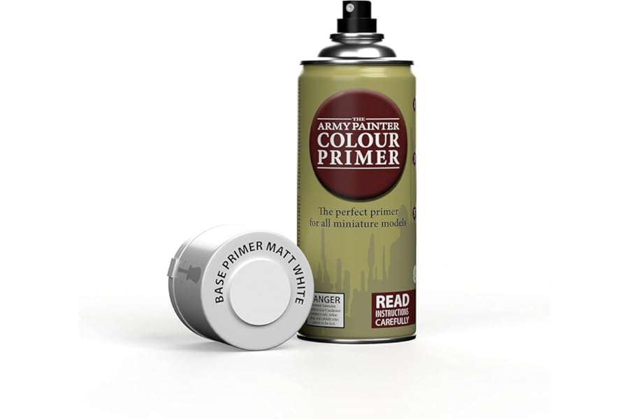 The Army Painter, Matt White Colour Primer, Acrylic Spray paint Matte White 400 ml, Miniature Painting Primer for Wargames, DnD & Warhammer