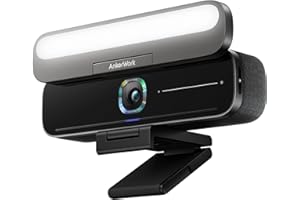 ‎ANKERWORK Anker Work B600 kamera internetowa z światłem, z kamerą 2K i oświetleniem do wideokonferencji, redukcja szumów z K.I, 4 wbudowane mikrofony, rozdzielczość 2K, czysta jakość dźwięku, mikrofon, Czarna