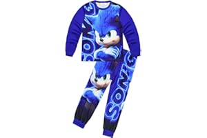 TEMOLIE Sonic the Hedgehog Pyjamas Summer Short Sleeve Pjs Set for Boys Girls Cartoon Character Nightwear Kids Pajamas T-shirt