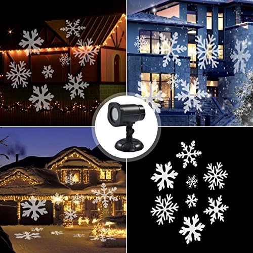 SUGIFT Moving Snowflake Spotlight LED Landscape Projector Light, Waterproof Christmas Projection Lights, Christmas Holiday Garden Home Party Wall Garden Lawn Indoor/Outdoor Decoration Light, Snowflake Moves Automatically, White