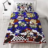 Producto oficial de Nintendo. Nintendo Mario Kart - Juego de Cama Reversible para Cama Individual o Doble, diseño de raceros, edredón para Cama Individual