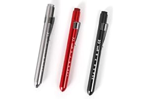 GRIXZ Torcia elettrica per penna diagnostica medica, torcia elettrica a LED, mini torcia elettrica per medico e infermiere (nero, argento, rosso)