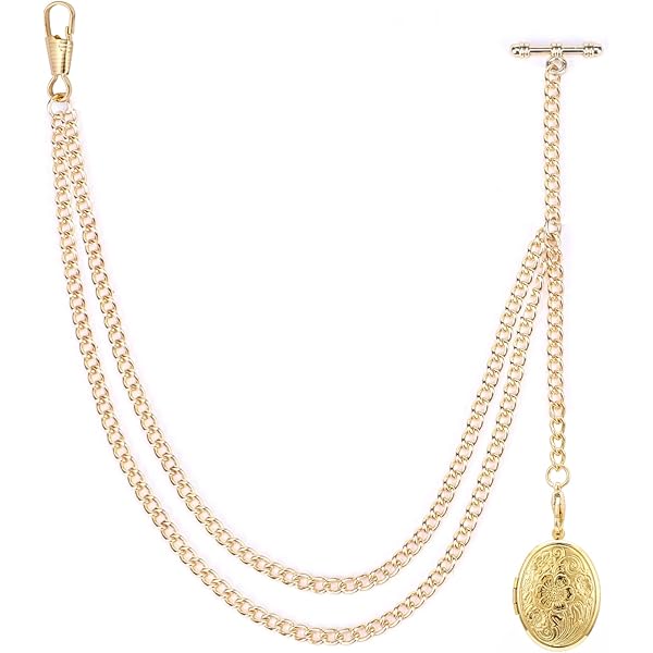 2 Catene Per Orologio Da Taschino In Ottone - Con Pendente Tibetano, Lunghezza 29 Cm