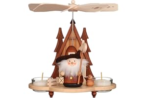 1-tier German Christmas Pyramid - Nightwatchman natural - 19,5cm / 8 inch - Authentic German Erzgebirge Christmas Pyramids - Christian Ulbricht
