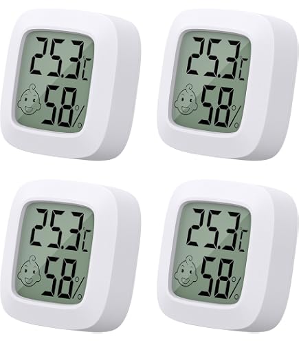 4 Mini Thermomètres-Hygromètres LCD - Mesure Température & Humidité - Pour Chambre Bébé, Salon, Serre - 11