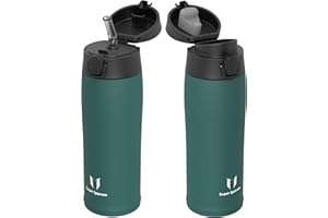 Super Sparrow Izolowana Butelka na Wodę - Kubek Termiczny - 500ml - Bez BPA - Nieprzeciekająca Metalowa Butelka - Zawiera 2 Nakrętki: Nakrętka ze Słomką i Nakrętka z Ustnikiem