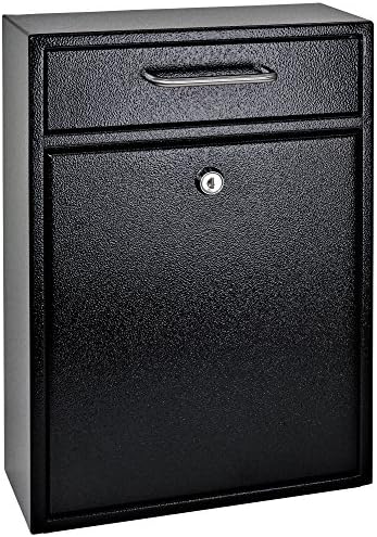 Mail Boss 7412 Epoch Design Locking Drop Box Wall Mounted Mailbox, Black Epoch Design Locking Drop Box Wall Mounted Mailbox