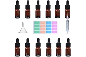 Hibisaws fiole en verre,12 X flacon pipette,Flacons et bocaux de laboratoire,Bouteilles compte-gouttes en verre brun vides,pour l'aromathérapie Gouttes Les Oreilles Huile Essentielle Bouteilles (5)