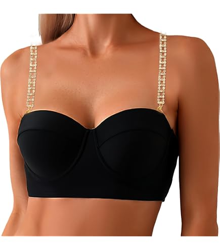 Bretelles Strass Réglables Et Antidérapantes FloralGrace - Pour Soutien-gorge Et Robes Sans Bretelles - Noir - Idéales Mariage, Soirée, Quotidien - 3