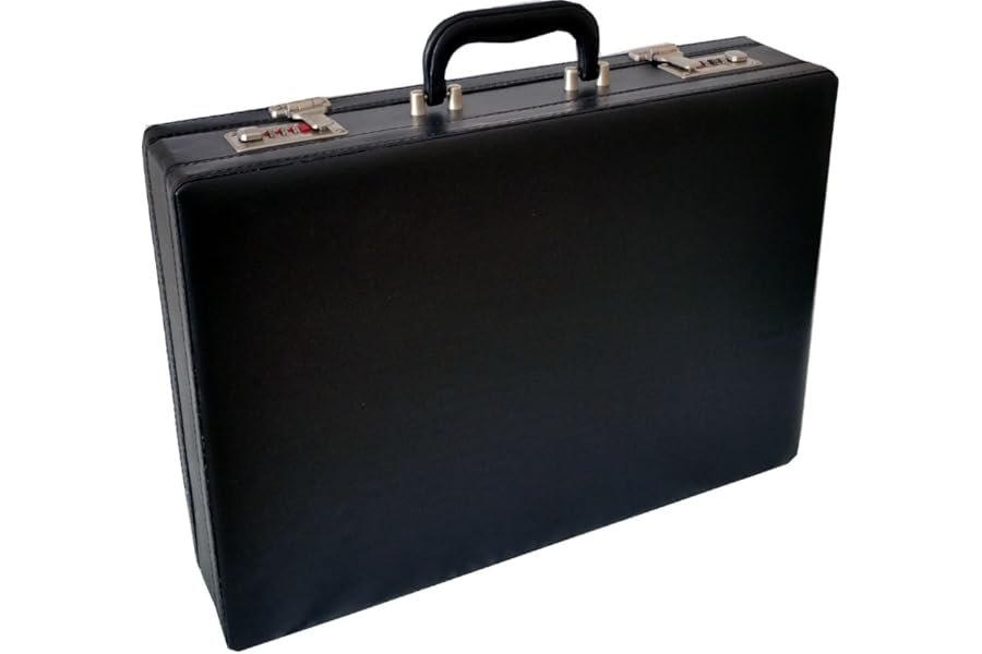 ESSENTIAL PRODUCTS Smooth Nappa Faux Leather Expandable Executive Attache Case Briefcase