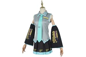 PUYYDS Vocaloid Miku Cosplay Wig Costume Japan Midi Dress Beginner Future Miku Cosplay Female Halloween Women's Costume Men size