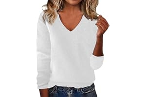 Generisch Maglione da donna elegante a maglia, con scollo a V, casual, elegante, caldo, a maniche lunghe, elegante, in tinta unita